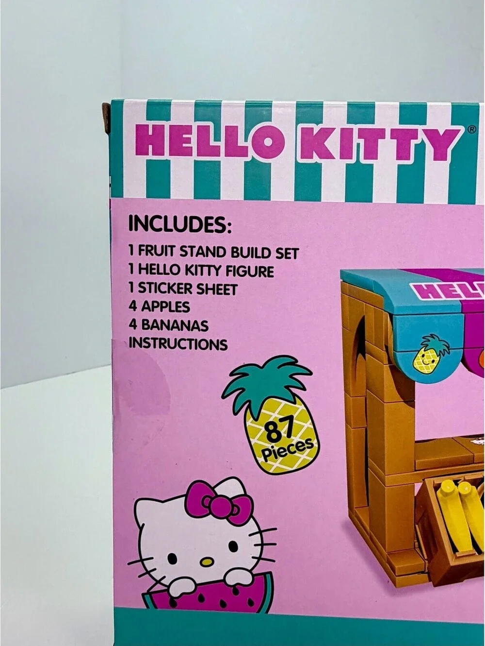 Sanrio Hello Kitty Fruit Stand Build Set 87 Pieces with Figure and Stickers, New